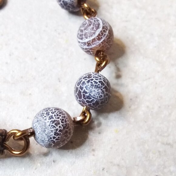 Earth Tones! Lovely Shades of Brown! Mixed Agate Bracelet + Copper + Hamsa Hand - Picture 7 of 10